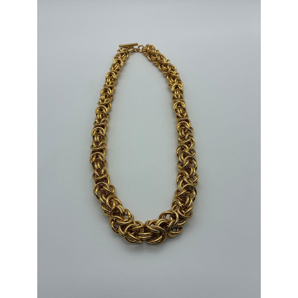 Vintage 18K Gold Plated Italy Byzantine Chain Necklace 29" Heavy Toggle Clasp